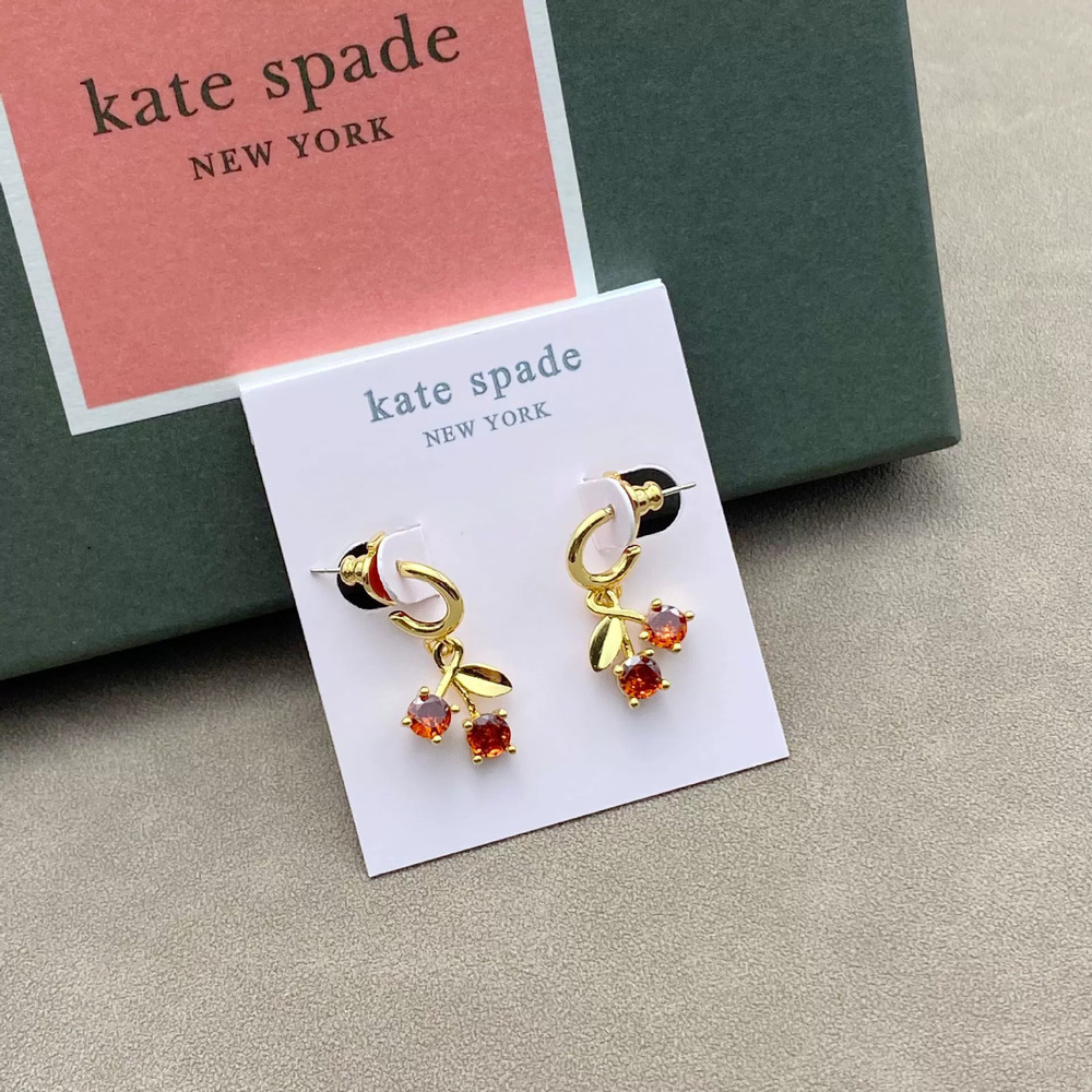 kate spade Red Diamond Cherry Shaped Metal Earrings